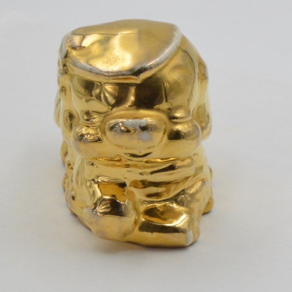 Vintage Gold Ceramic Puppy Dog Planter Quirky and Eclectic Retro Home Decor - Picture 8 of 8